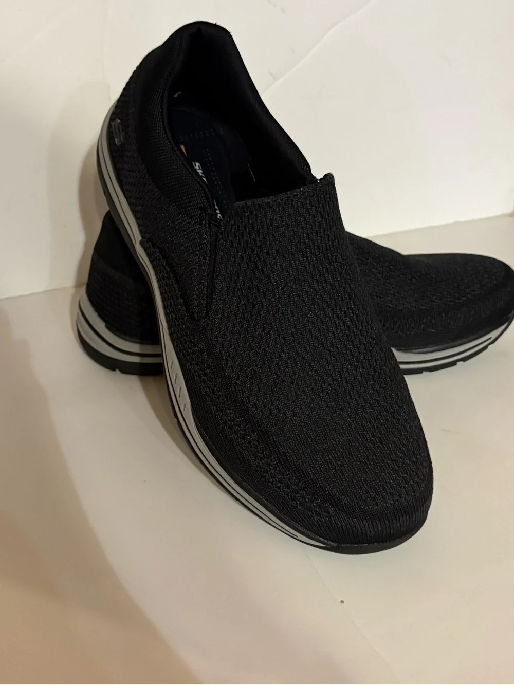 Skechers Black Knit Slip-On Loafers